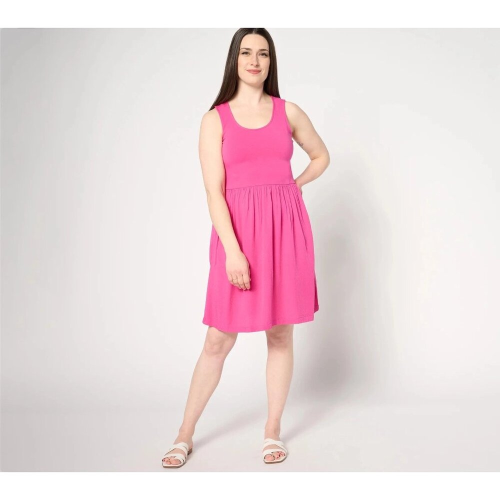 MUK LUKS Lounge Dress Size 2X Dream Weave and Eyelet Sleeveless Barbiecore NEW